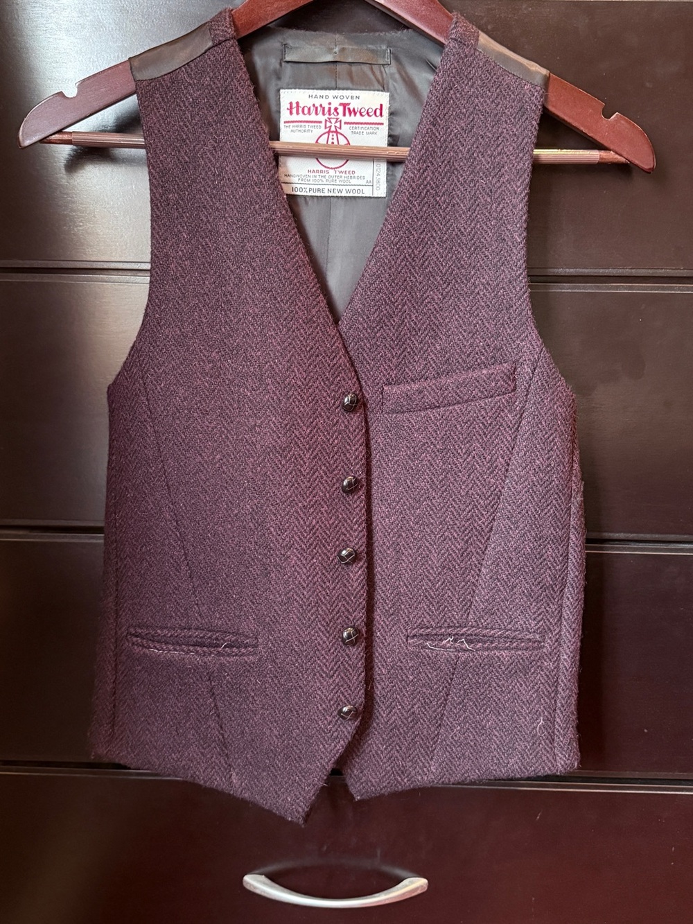 Topman Burgundy Herringbone Wool Vest